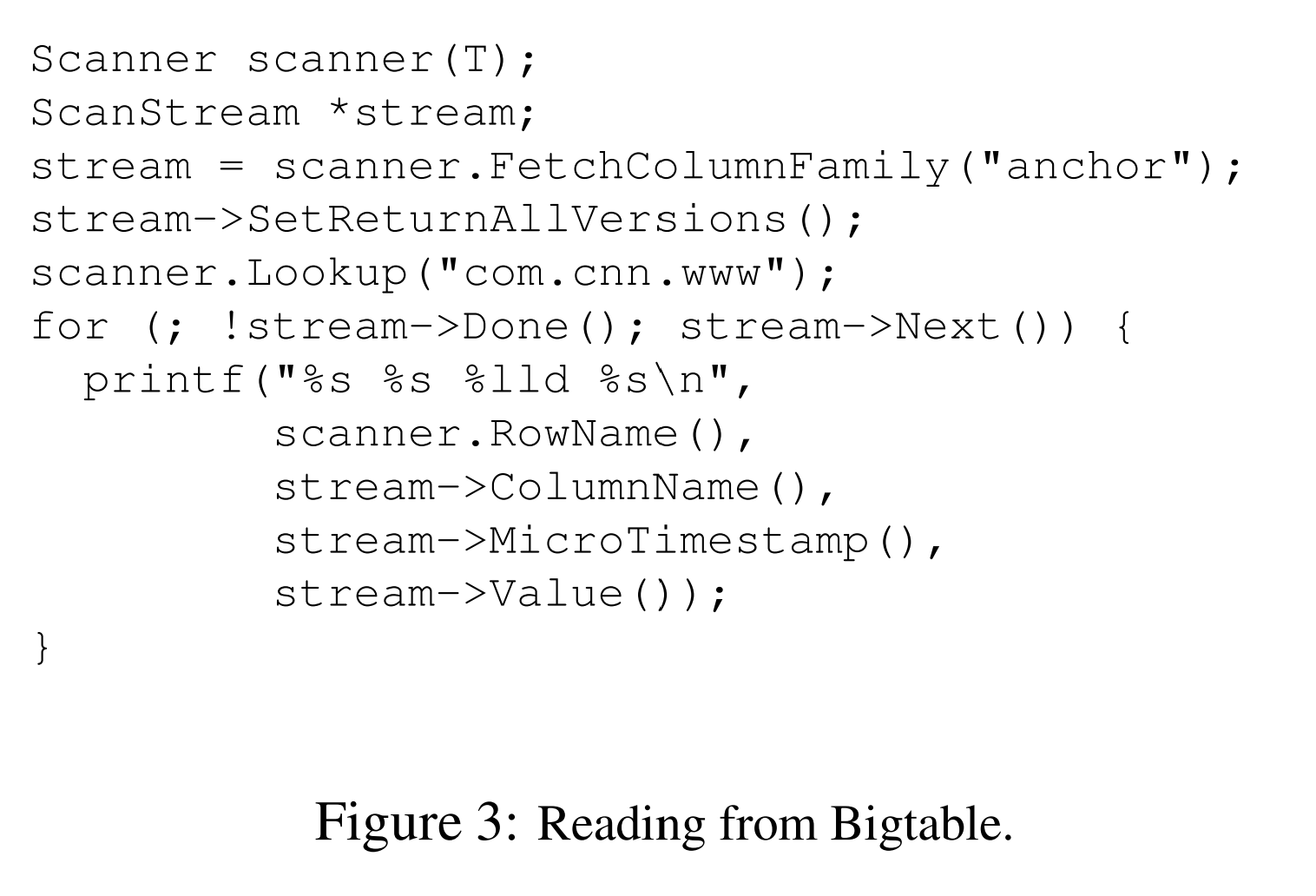 图3 从Bigtable读取
